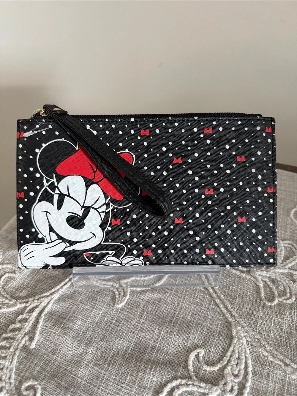 Disney Minnie Mouse Black/White/Red Wristlet Clutch